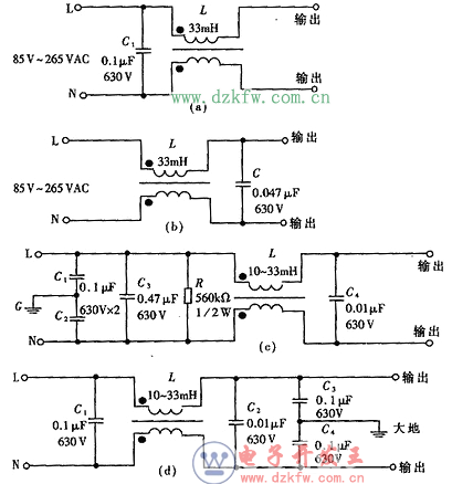 220v電源濾波器電路圖大全(五款220v電源濾波器電路設計原理圖詳解)