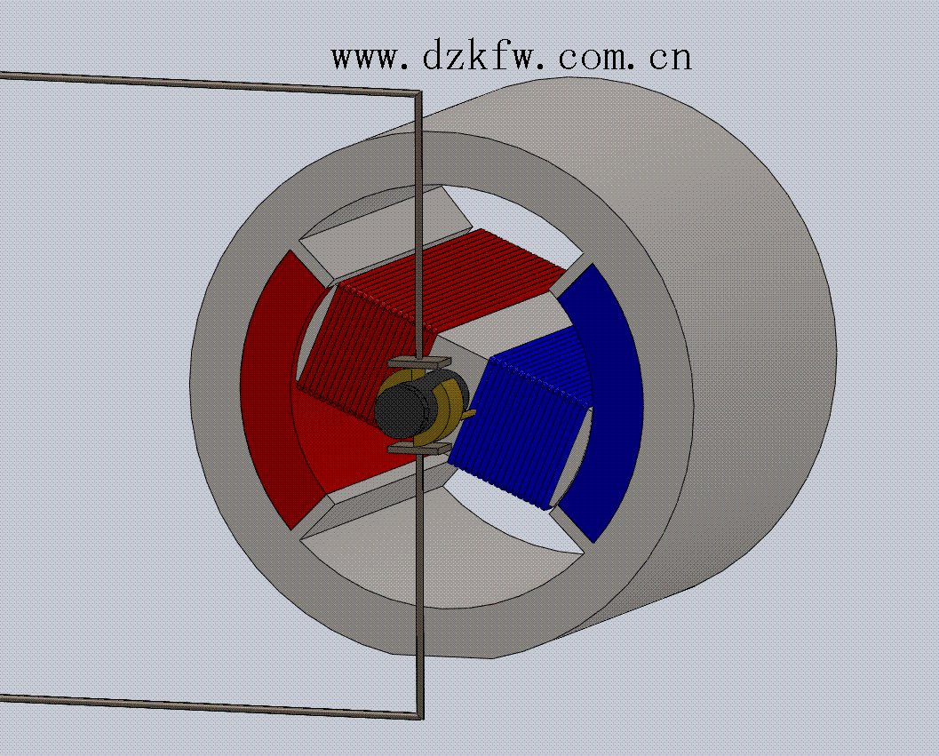2個線圈的直流電機工作原理演示圖